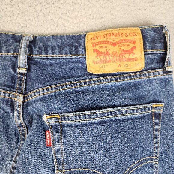 Levi's 511 Jeans Men's 32x34 Blue Straight Skinny Slim Fit Stretch Denim Pants - Picture 7 of 10